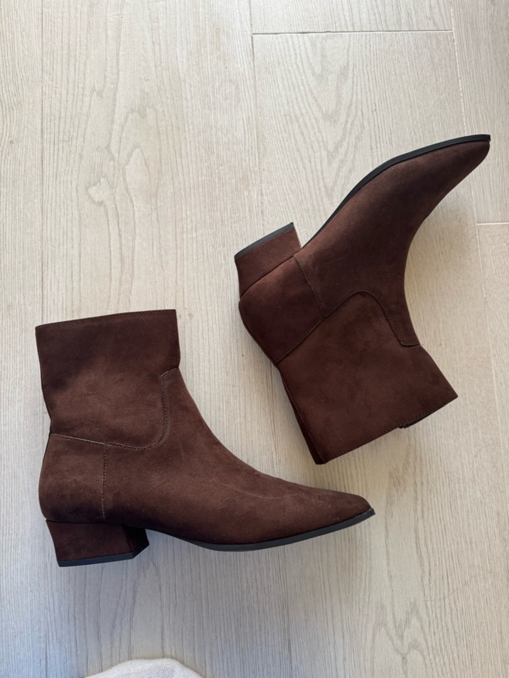 Primark Dark Brown Suede Ankle Boots with Block Heel